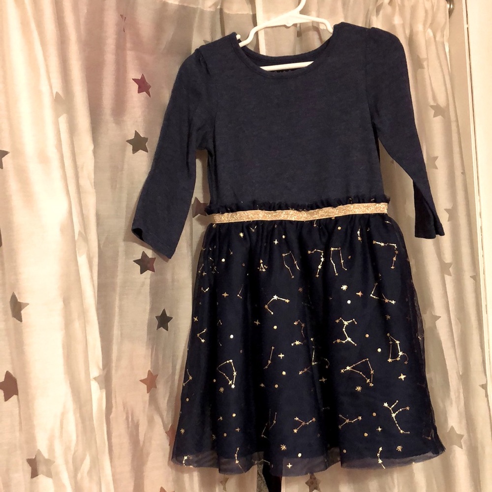 Cat and jack dress navy and gold with constellations